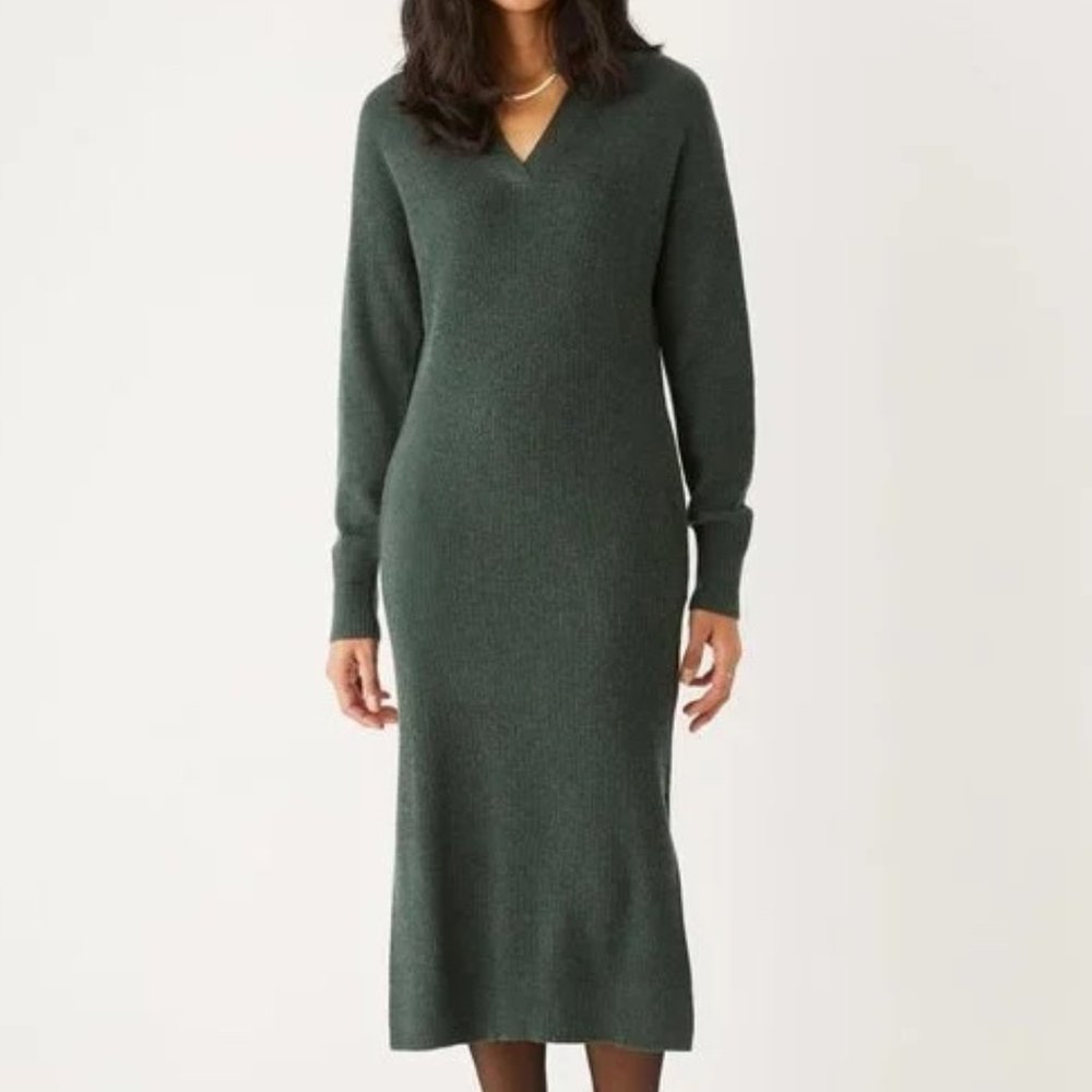 The Mid Length Sweater Dress in Muted Green